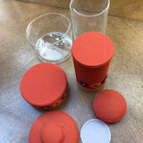 Vintage orange toilet storage boxes