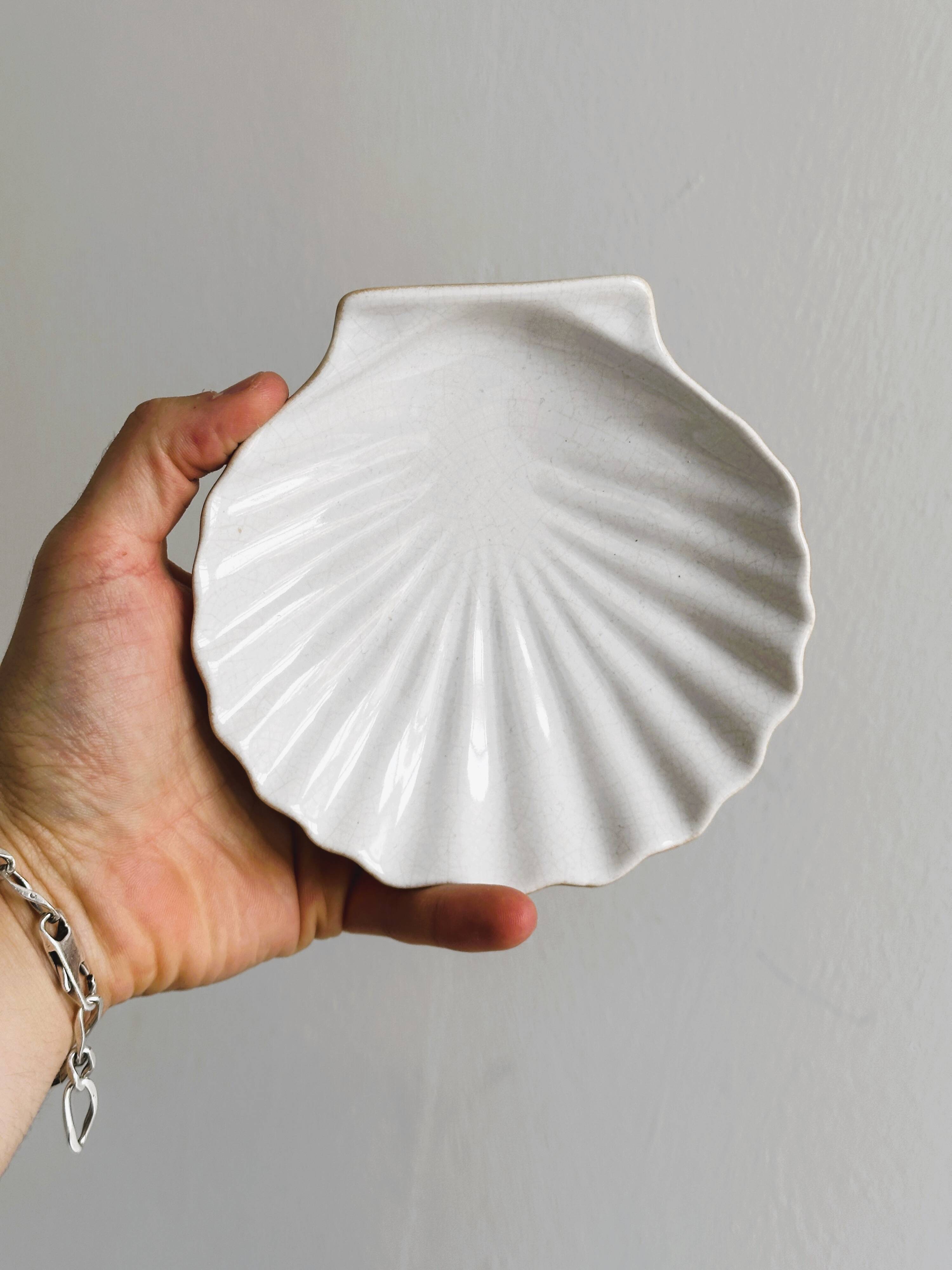 Coupelle en forme de coquillage bicolore, porte-savon