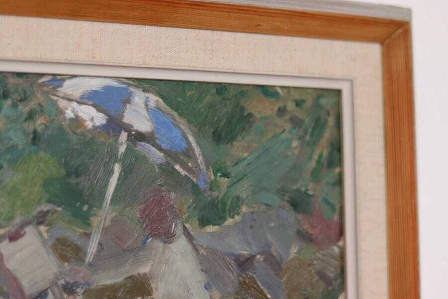 Original Swedish oil on panel – “Seated Figure” by Gösta Stawåsen – vintage & framed – 38 × 29 cm (15.0" × 11.4")