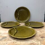 Flat lot + 4 old asparagus plates gien ceramic green vintage
