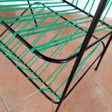 Side table, metal and wood magazine rack