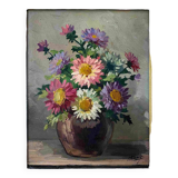 HSP painting "Bouquet of garden flowers" signed Henry circa 1950