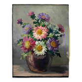 HSP painting "Bouquet of garden flowers" signed Henry circa 1950