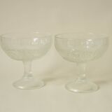 Vintage footed dessert bowls in molded glass - fruit motifs