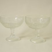 Vintage footed dessert bowls in molded glass - fruit motifs