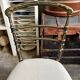Napoleon III chair in blackened wood and beige fabric
