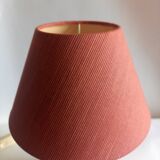 Old vintage lamp in turned wood 60s/70s fabric lampshade
