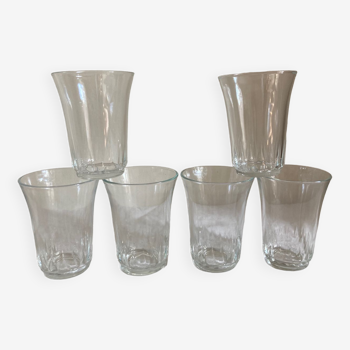 Set of 6 small vintage water glasses
