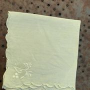 4 small tea towels, mismatched in linen, embroidered, two with flowers and two with fishermen