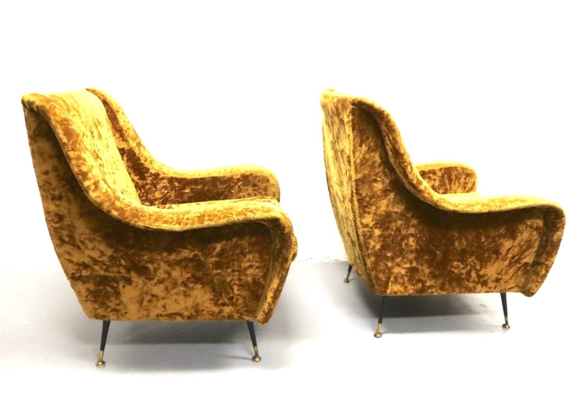 Pair set of 2 armchairs, italy 1950s