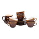 Set of 6 cups and saucers Villeroy & Boch - Bistro model - Brown and white - 1960s