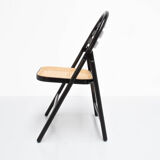 4 Vintage Wood Folding Chairs with Cane Seating