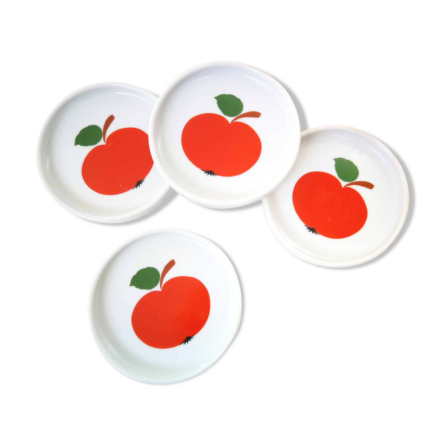 Set de 4 dessous de verre en porcelaine Seltmann Weiden Bavaria / Modèle "Patricia" / Pommes rouges
