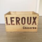 Caisse vintage en bois chicorée Leroux