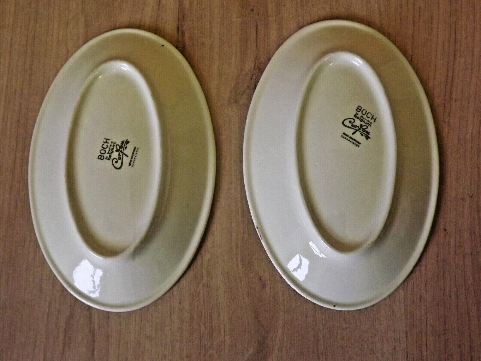 Vintage Boch La Louvière Corfou Collection Pair of Small Oval Serving Plates