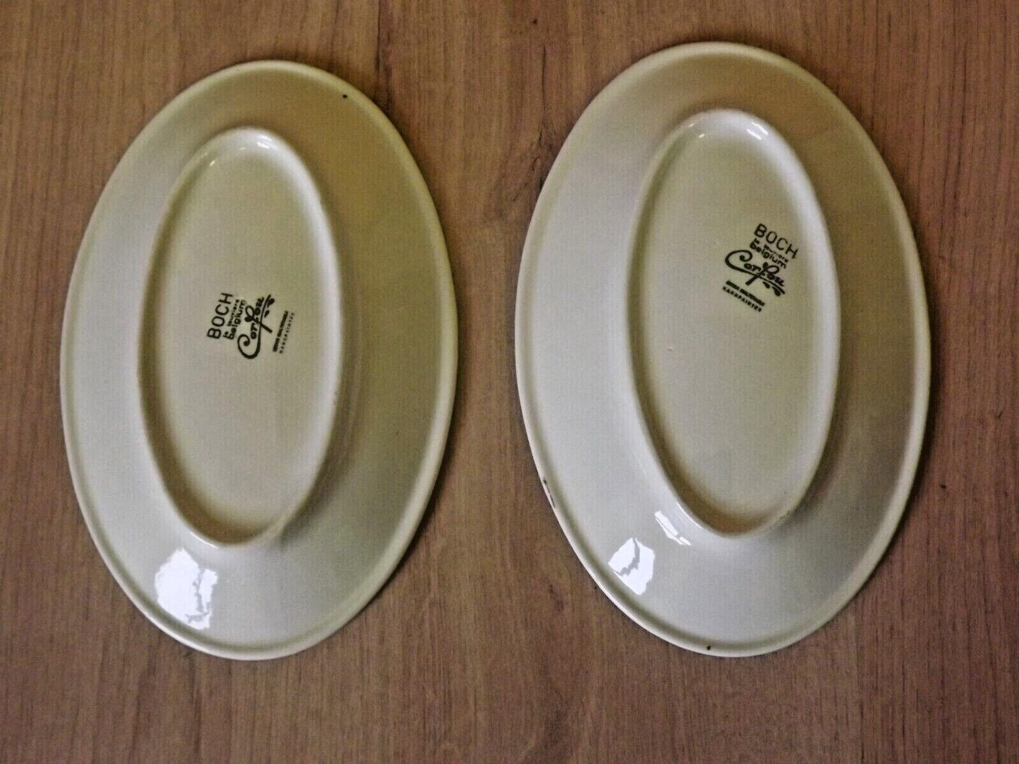 Vintage Boch La Louvière Corfou Collection Paire De Petites Assiettes De Service Ovales