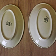 Vintage Boch La Louvière Corfou Collection Paire De Petites Assiettes De Service Ovales