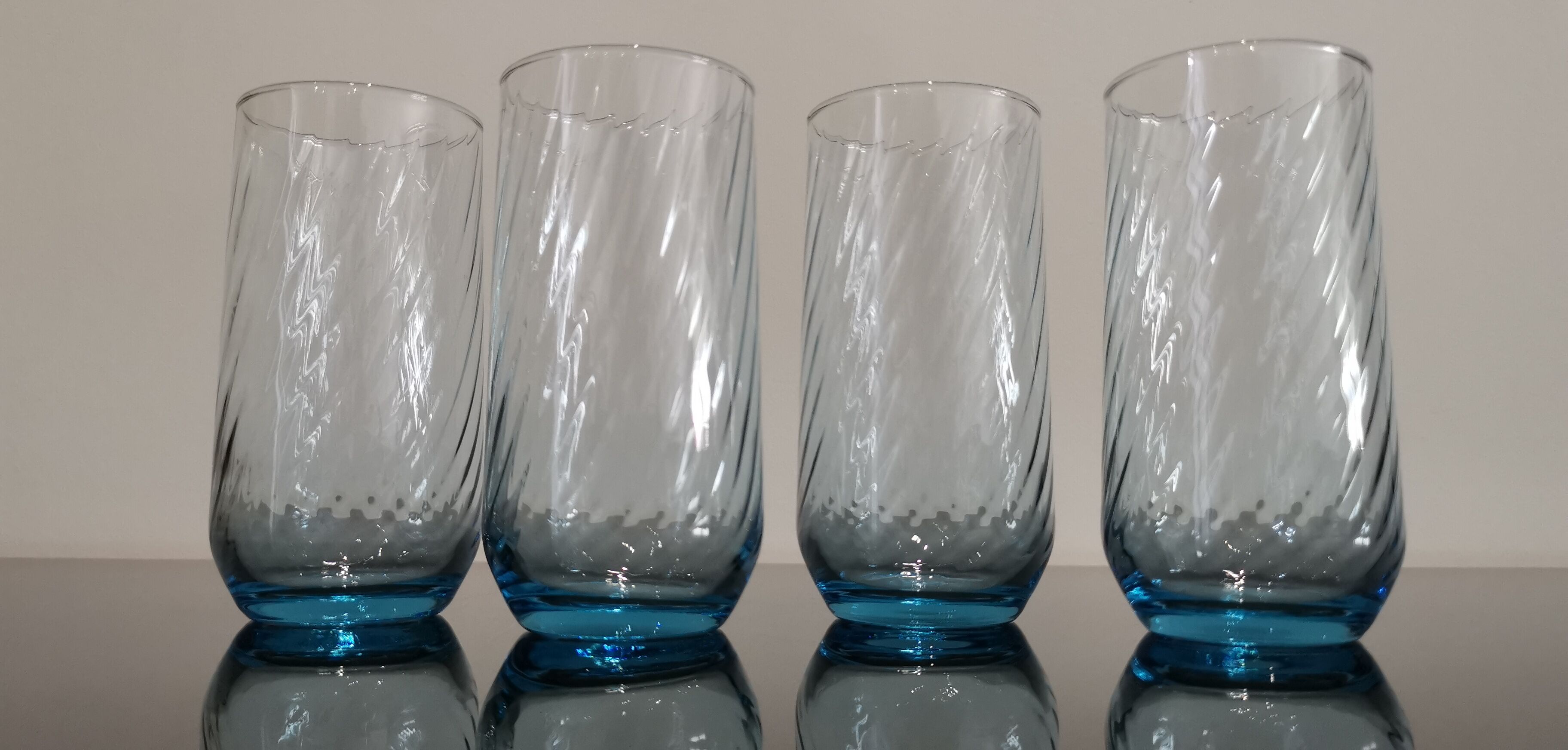4 blue tourbillon water/orangeade glasses