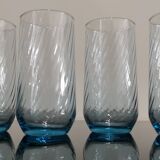 4 blue tourbillon water/orangeade glasses
