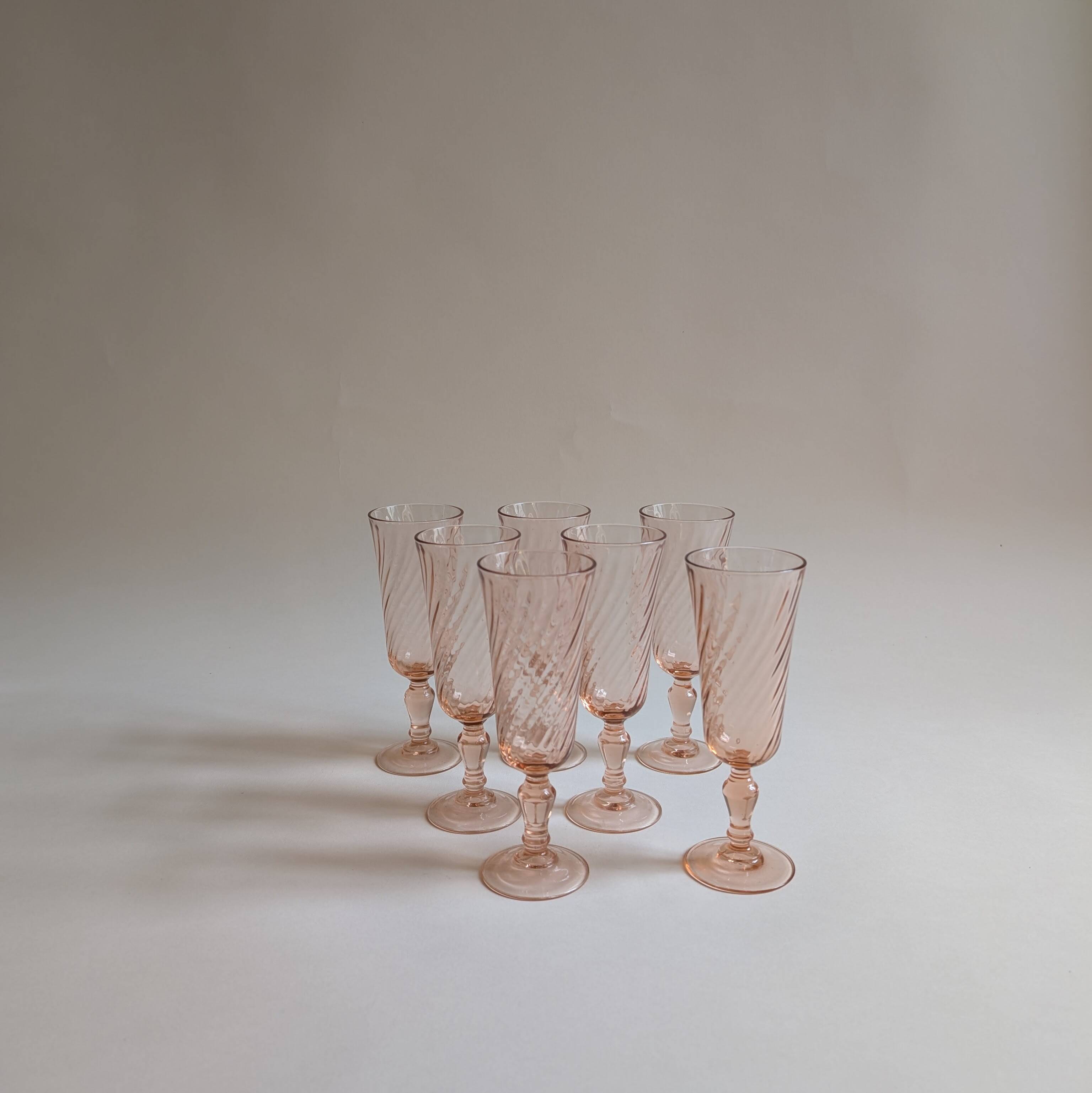Flûtes Rosaline, Arcoroc France, années 70-80