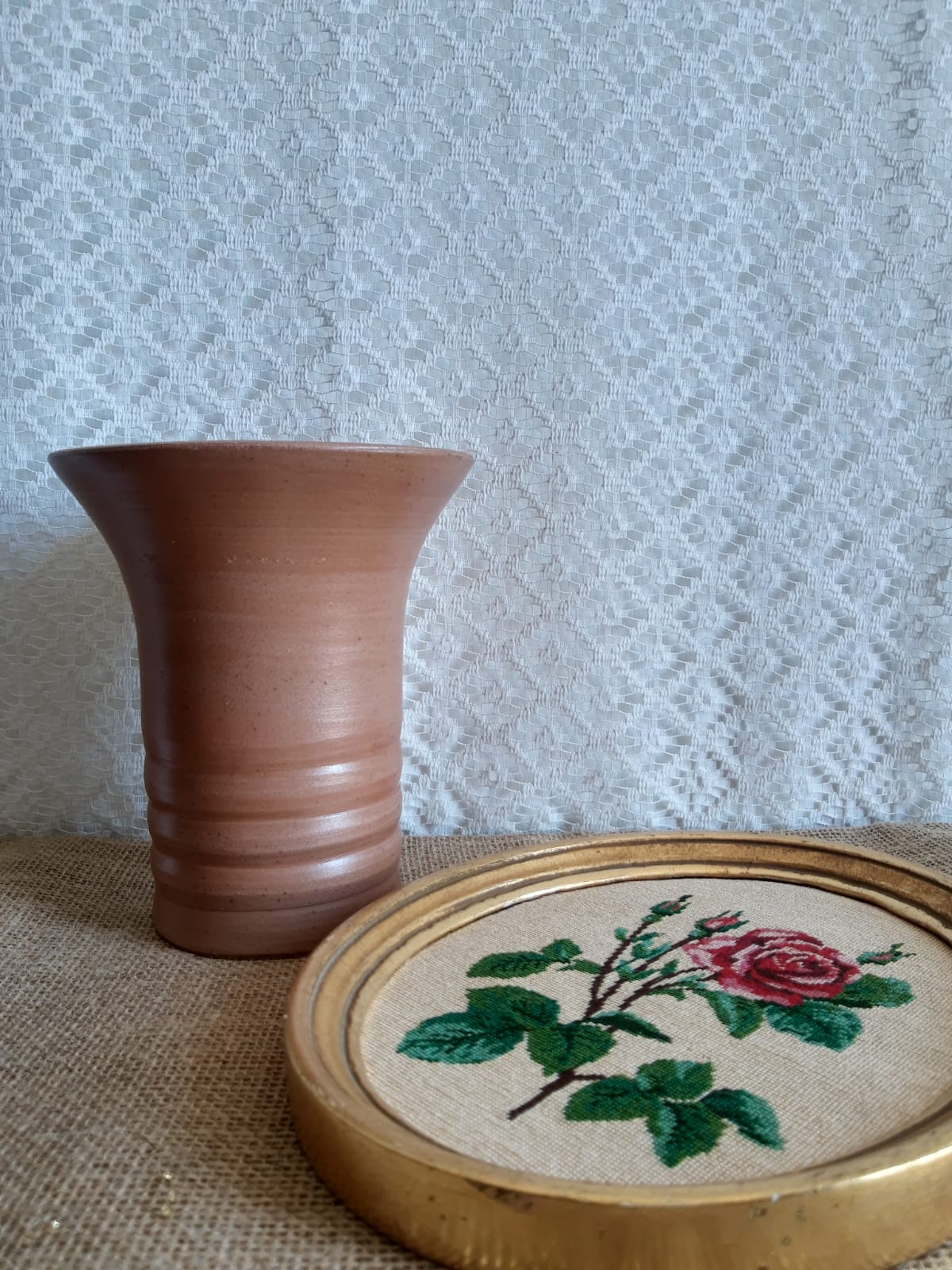 Bonny sandstone vase France handmade vintage