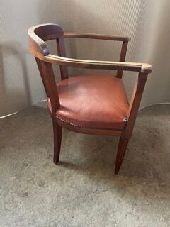 Vintage armchair art Deco - Hetre and leather