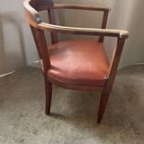 Fauteuil art deco, hêtre et cuir
