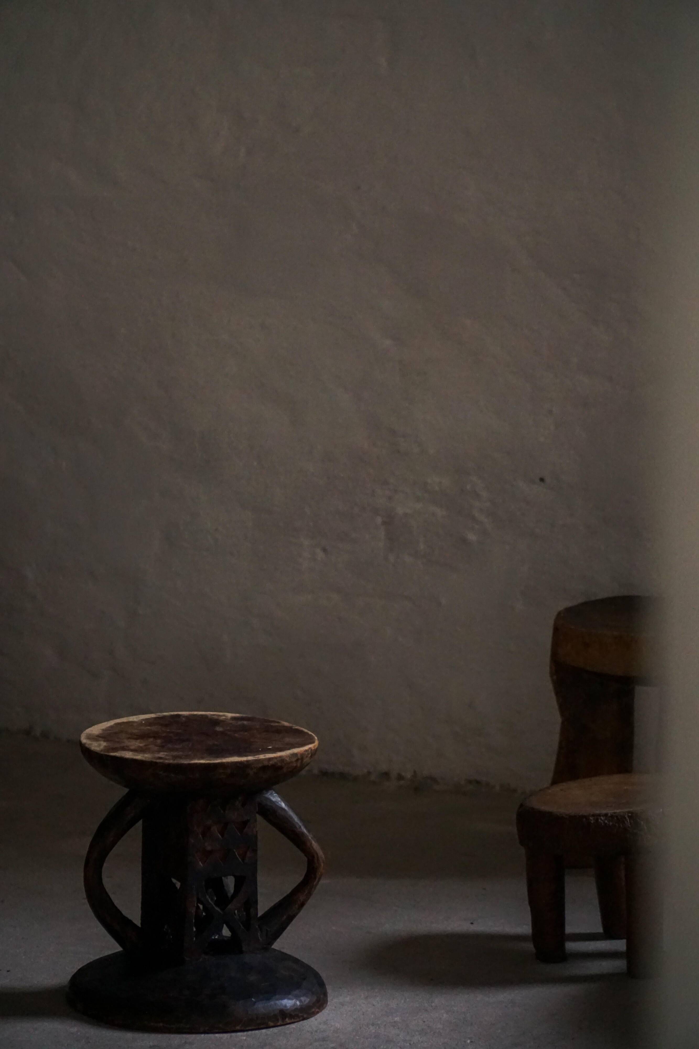 Hardwood stool Tonga (Batonga) carved with geometric patterns, 20th century, 1960s.