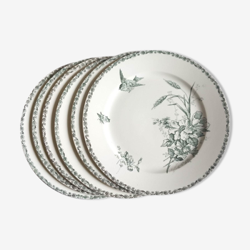 Set de 6 assiettes plates anciennes terre de fer