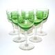 Series of 6 foot glasses in ancient green uranium glass