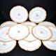 Paris porcelain set of 12 plates, dish and sauce boat, antique tableware with monogram BA.