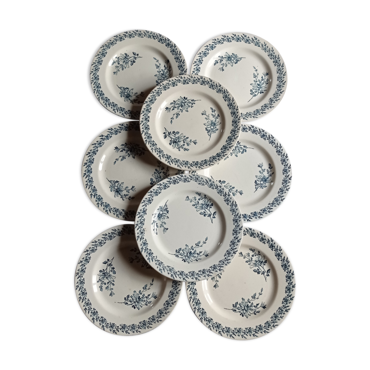 Set of eight plates earth of iron