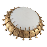 Sunburst lamp with forged nails and gold leaf and opaline, 1940s