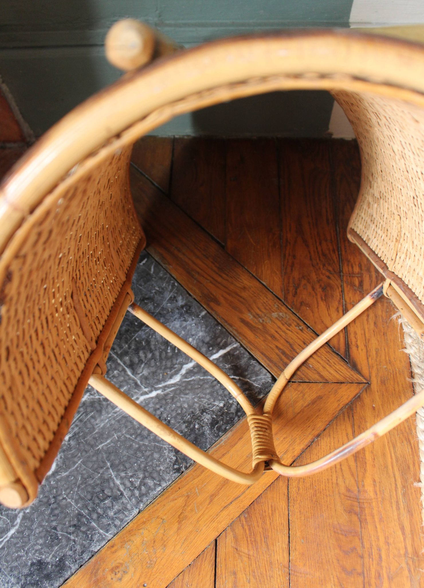 Vintage wicker log basket magazine holder