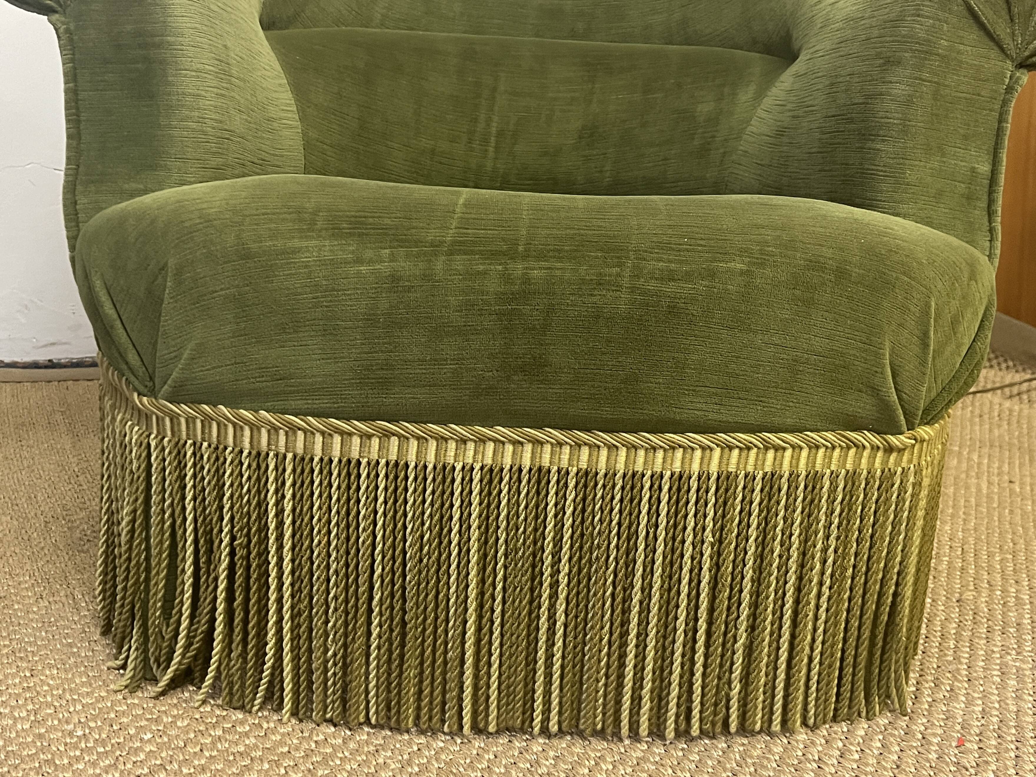 Pair of green toad armchairs