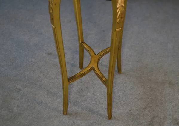 Side table with curved base in gilded carved wood, Louis XVI style, 20th century