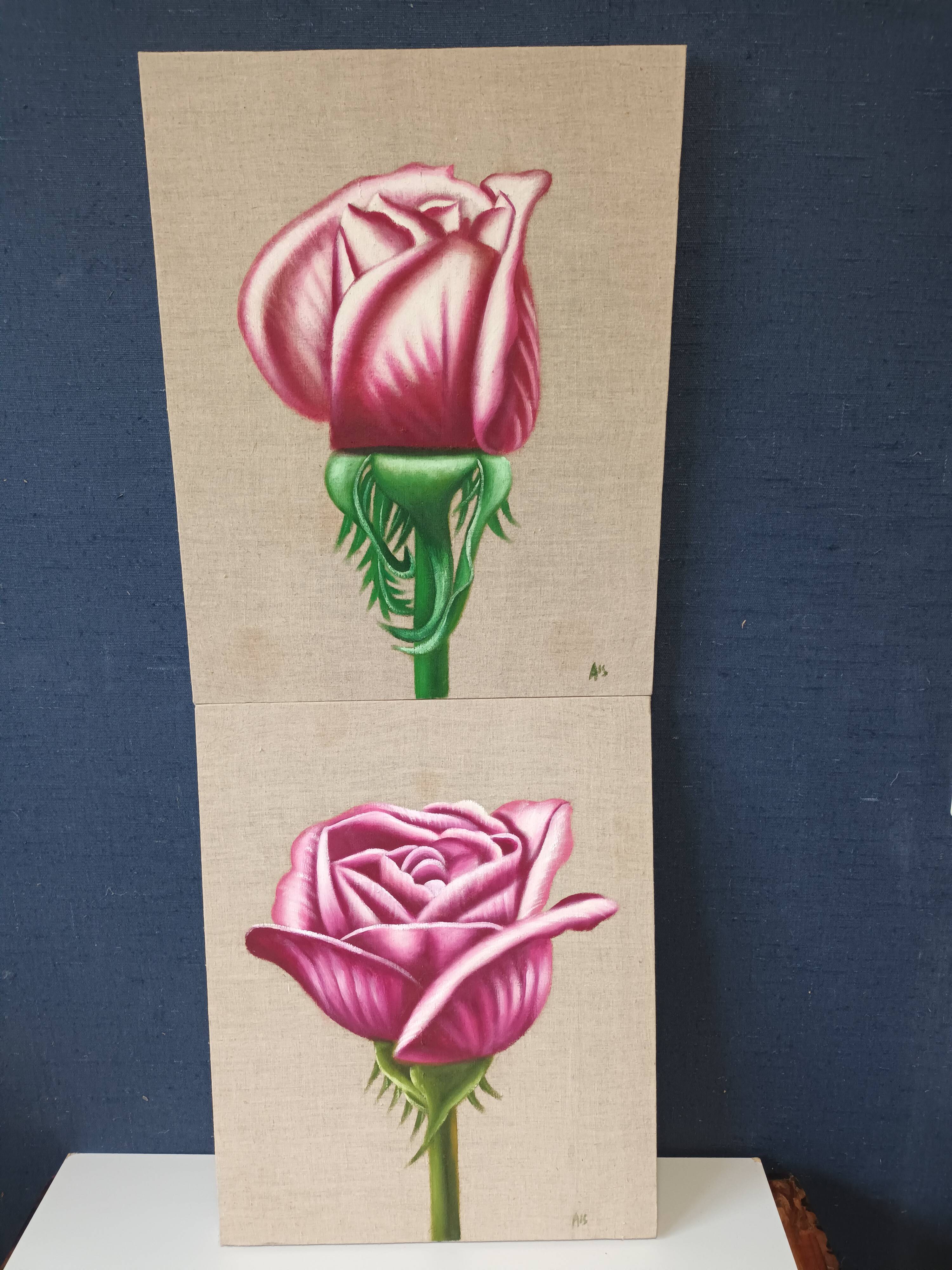 Pair of floral canvas