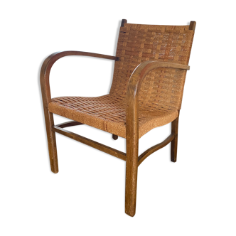 Fauteuil scandinave vintage en corde, années 1950