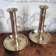 Duo of old brass candle holders