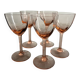 5 small pink glass stemmed glasses
