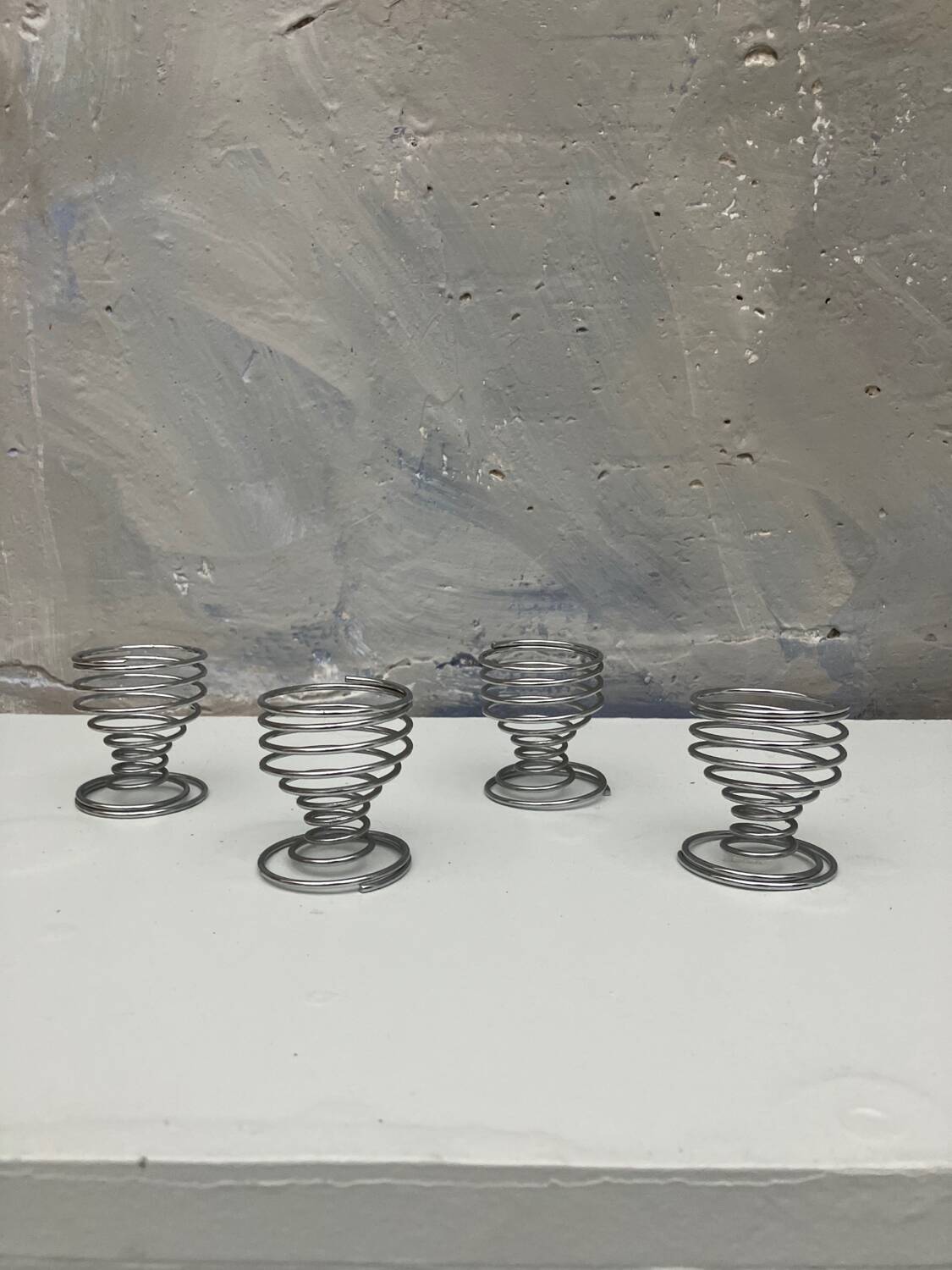 4 vintage stainless steel spiral egg cups from 1970