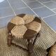 Paire de tabourets bois et paille vintage