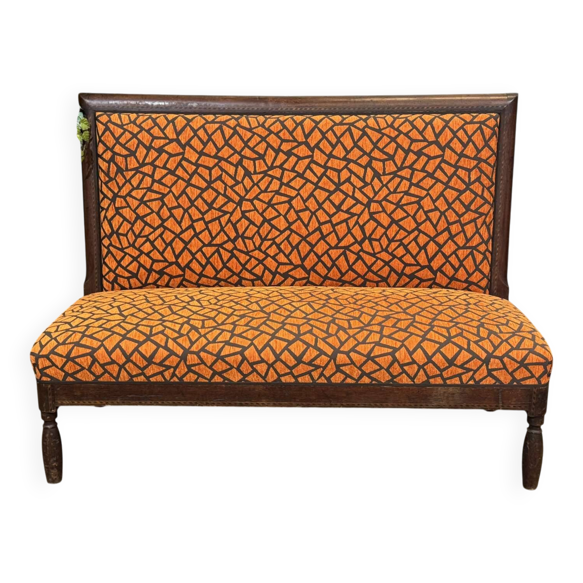 1930s bistro bench, upholstery and fabric completely redone.