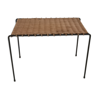 Side table in metal and rattan 50s