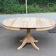 Table à manger scandinave ronde extensible rénovée en bois brut pied centra