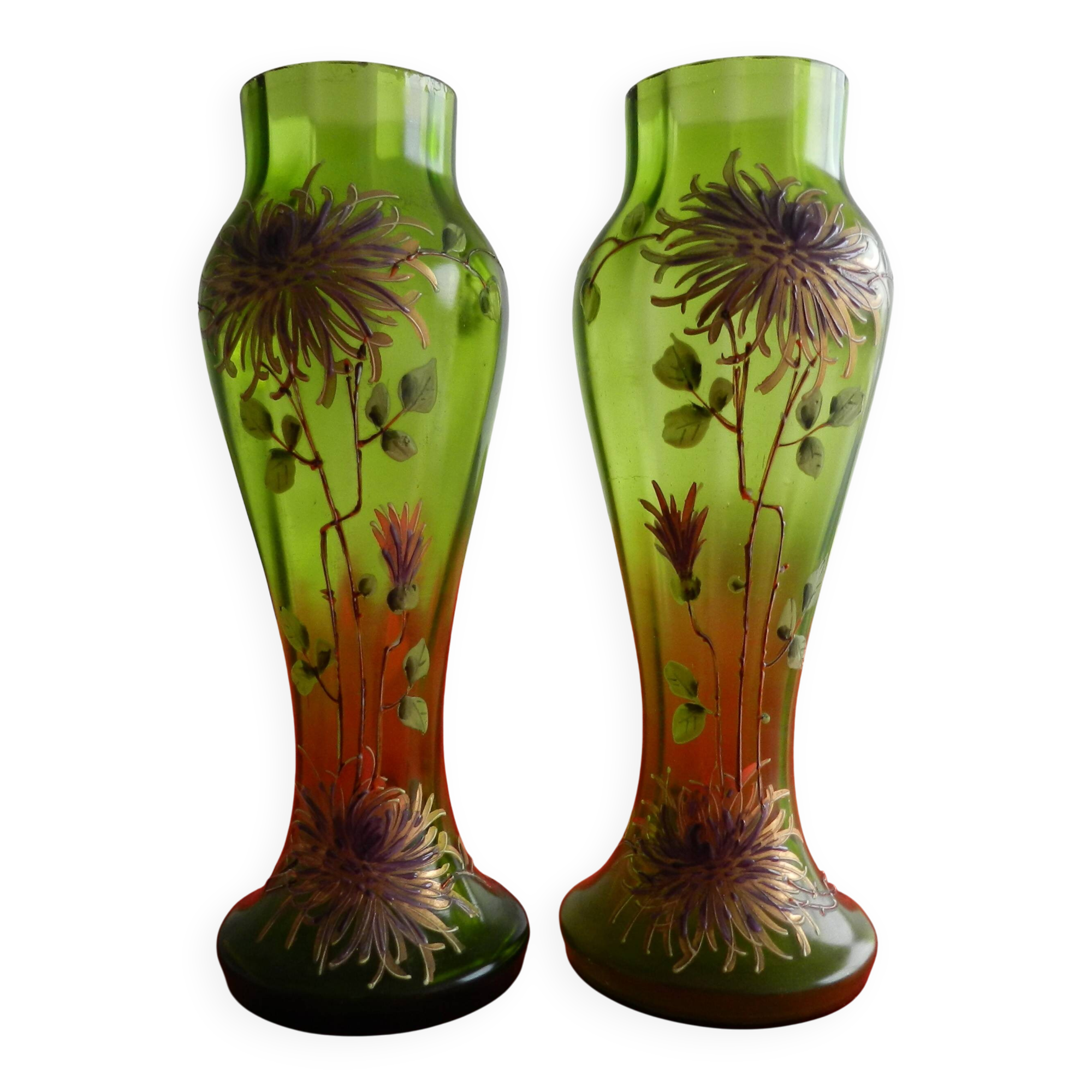 Pair of Enamelled Vases, late 19th century