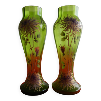 Pair of Enamelled Vases, late 19th century