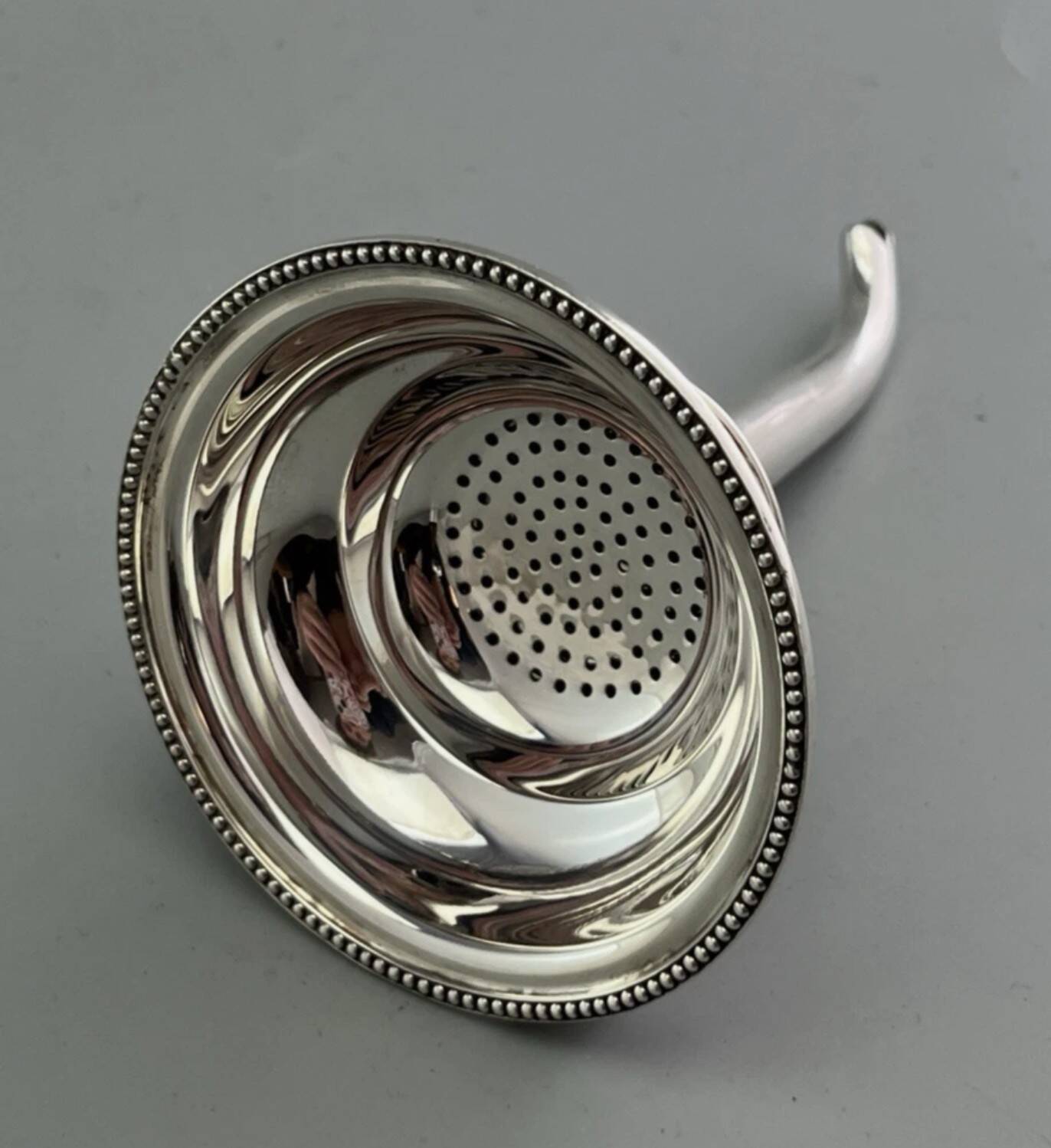 Exquisite Antique Sterling Silver Wine Funnel, Hallmarked, Gilded Superb Quality
