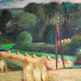 Countryside landscape at the harvest of H.Ouvrard (XXth)