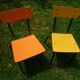 Pair of small yellow and orange child chair, vintage 80s